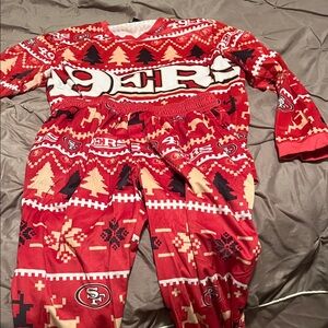 NFL Red and White 49ers Holiday Pajama Set